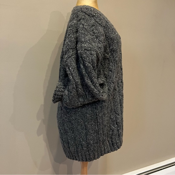 Vintage Antartex Cable Knit Chunky Sweater Mens XL Wool Blend‎ Gray White Fleck - Picture 5 of 13